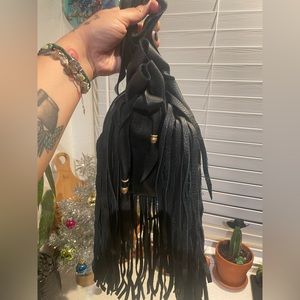 Sweetgrass leather fringe bag